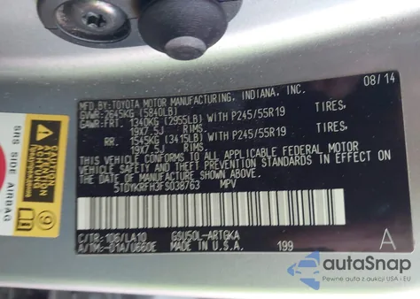 2015 Toyota Highlander Limited V6 from USA, damaged, VIN 5TDYKRFH3FS038763